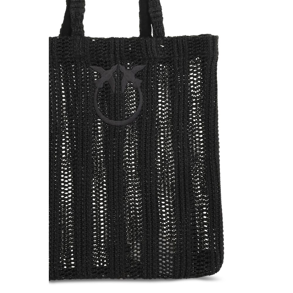 PINKO Schwarze Raffia-Umhängetasche