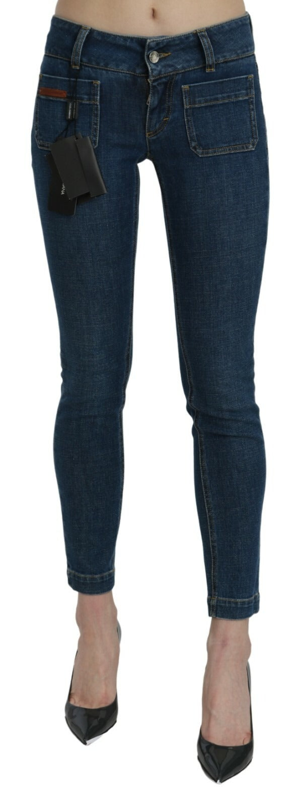 Dolce & Gabbana Blaue Slim Fit Cropped Jeans mit mittlerer Leibhöhe aus Denim