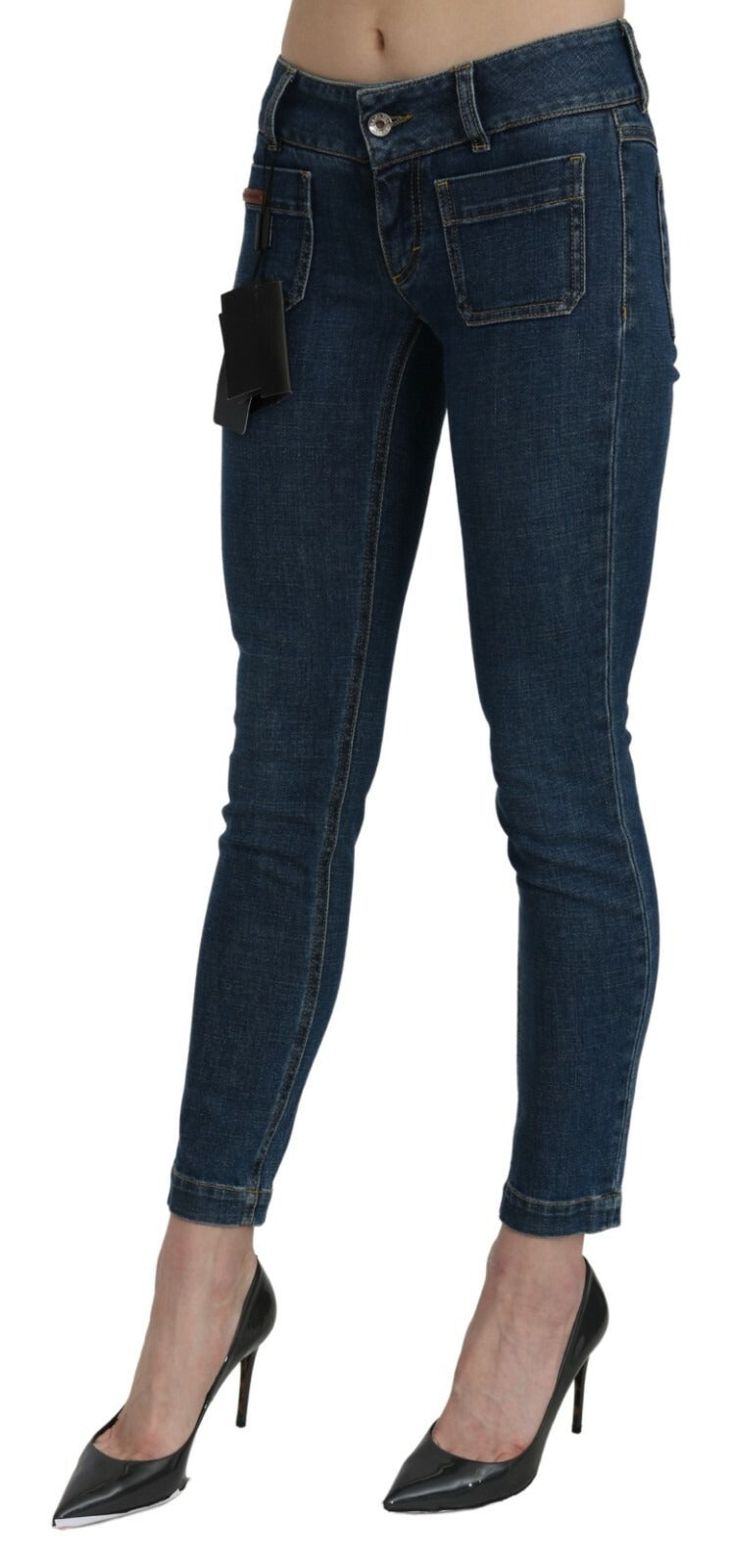 Dolce & Gabbana Blaue Slim Fit Cropped Jeans mit mittlerer Leibhöhe aus Denim