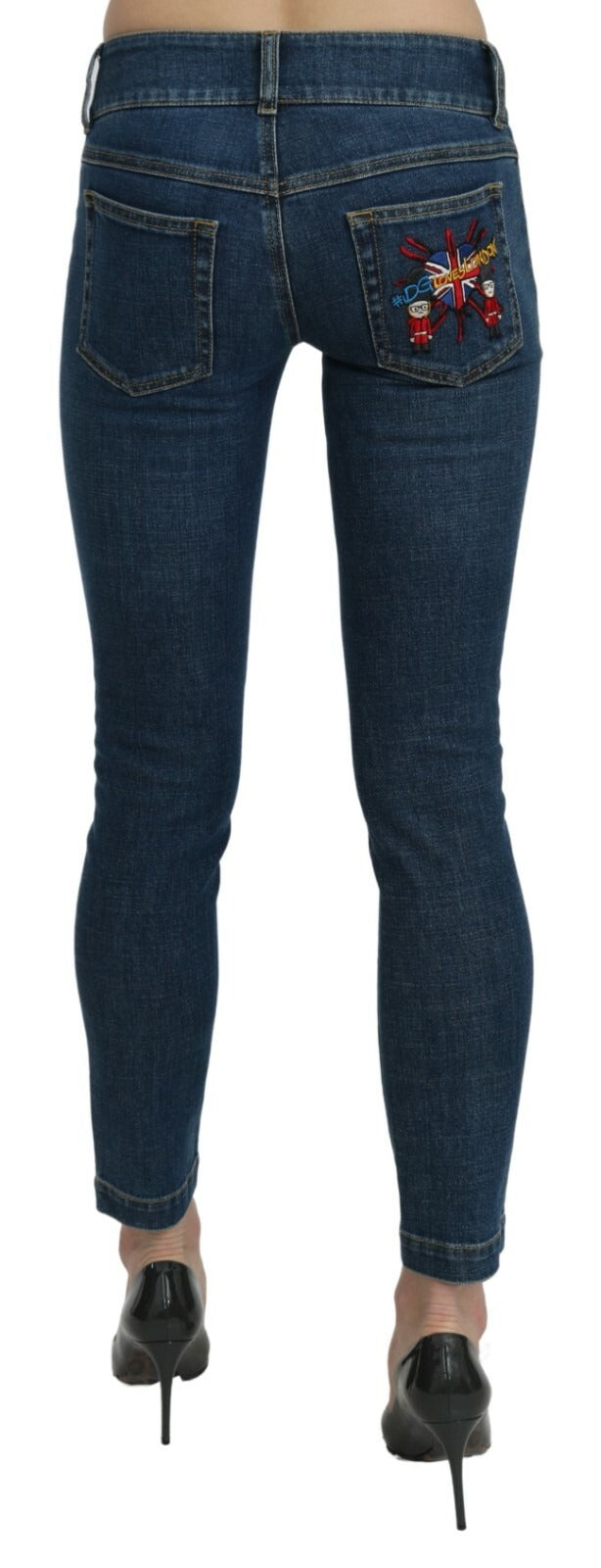 Dolce & Gabbana Blaue Slim Fit Cropped Jeans mit mittlerer Leibhöhe aus Denim