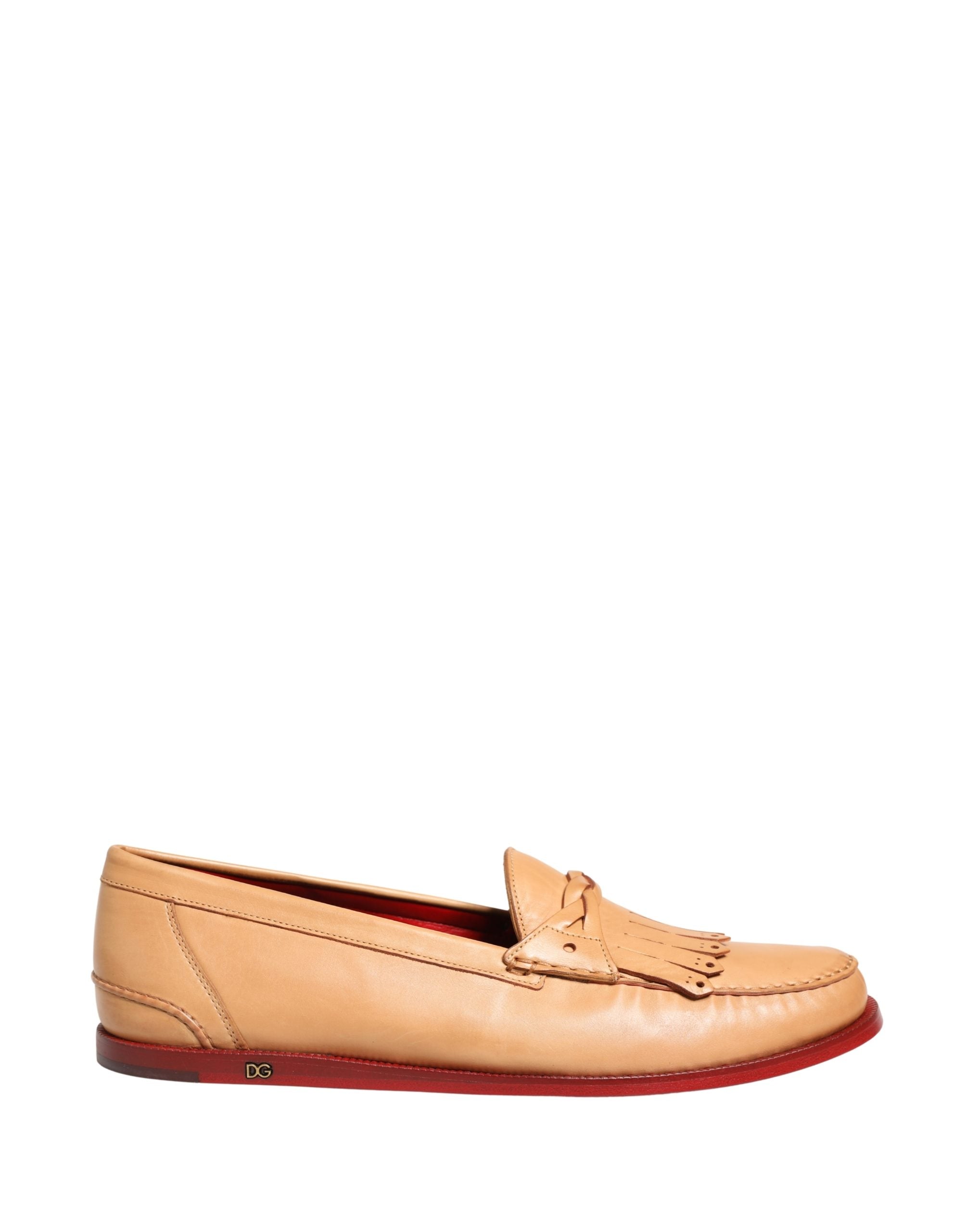 Dolce & Gabbana Beige Tassel Leder Herren Slipper Loafer Schuhe