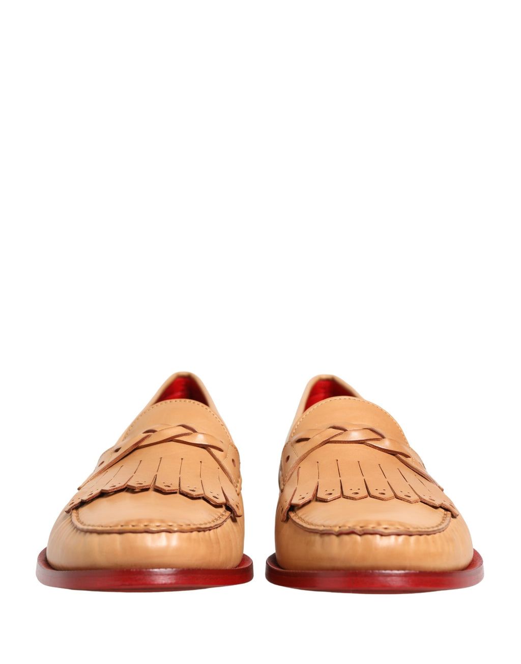 Dolce & Gabbana Beige Tassel Leder Herren Slipper Loafer Schuhe