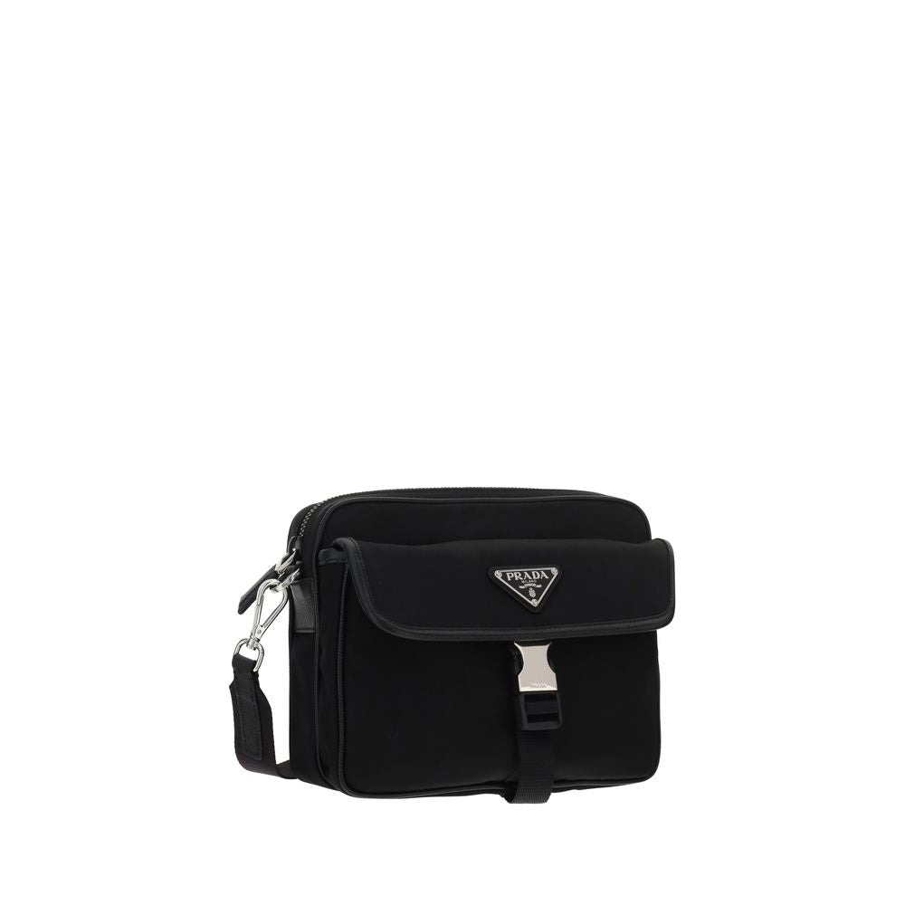 Prada Schwarze Schultertasche aus recyceltem Polyamid