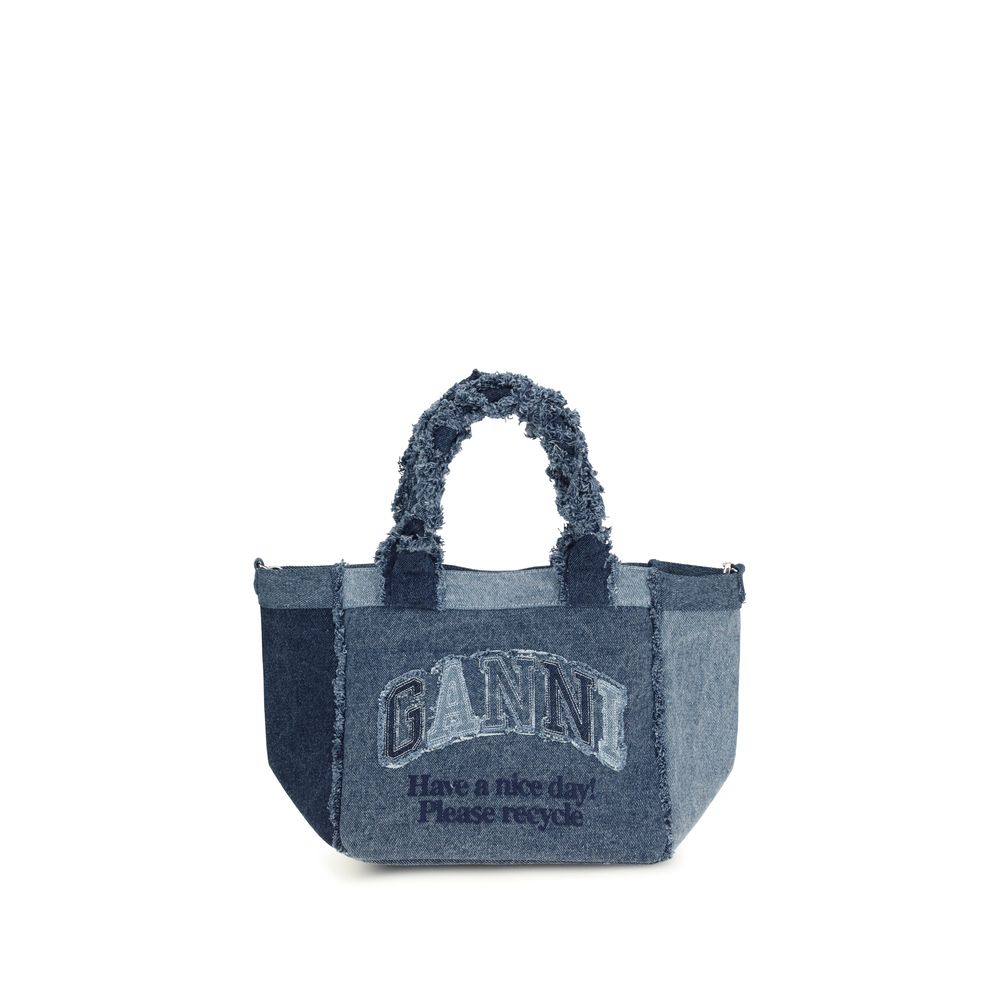 Ganni Blaue Baumwoll-Handtasche