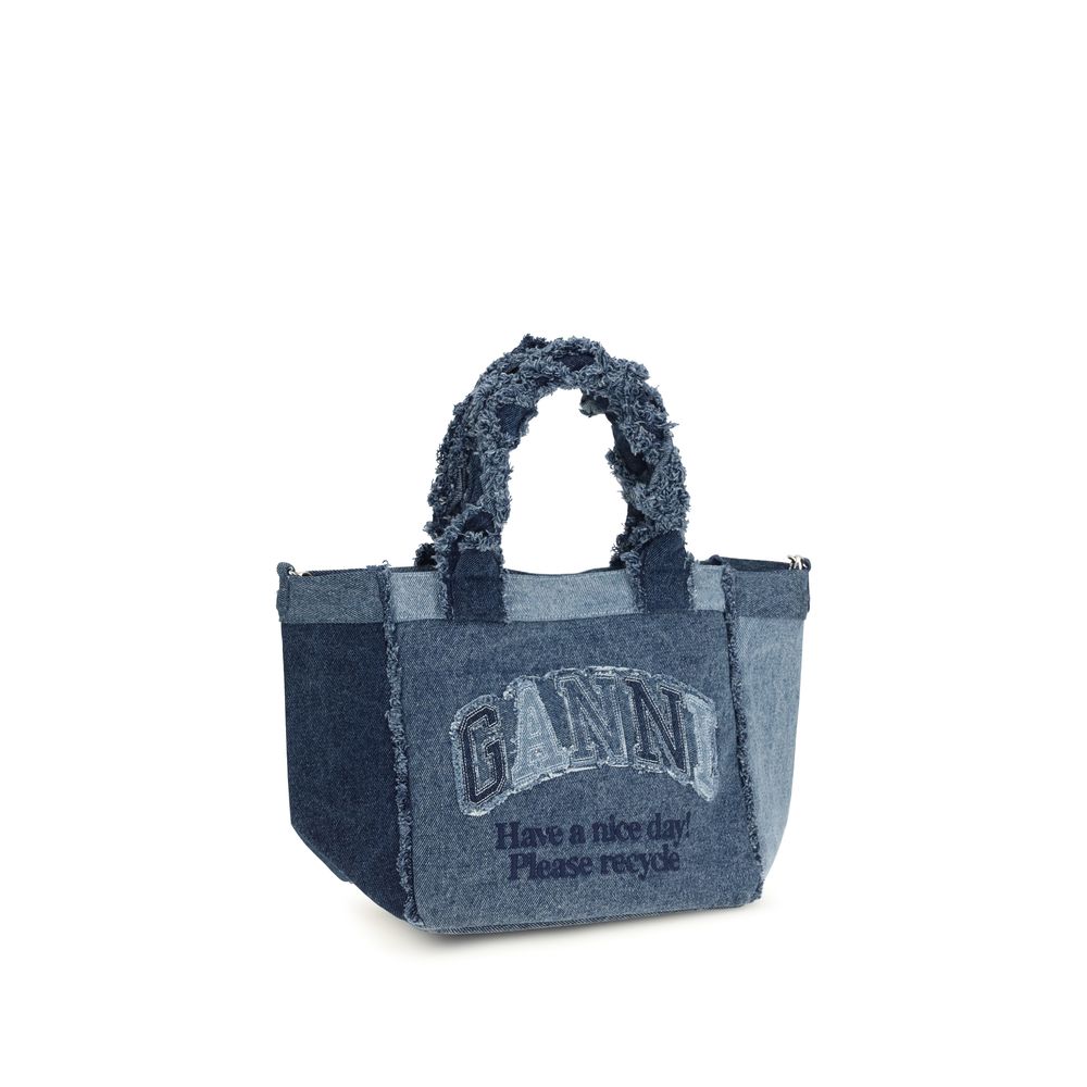 Ganni Blaue Baumwoll-Handtasche