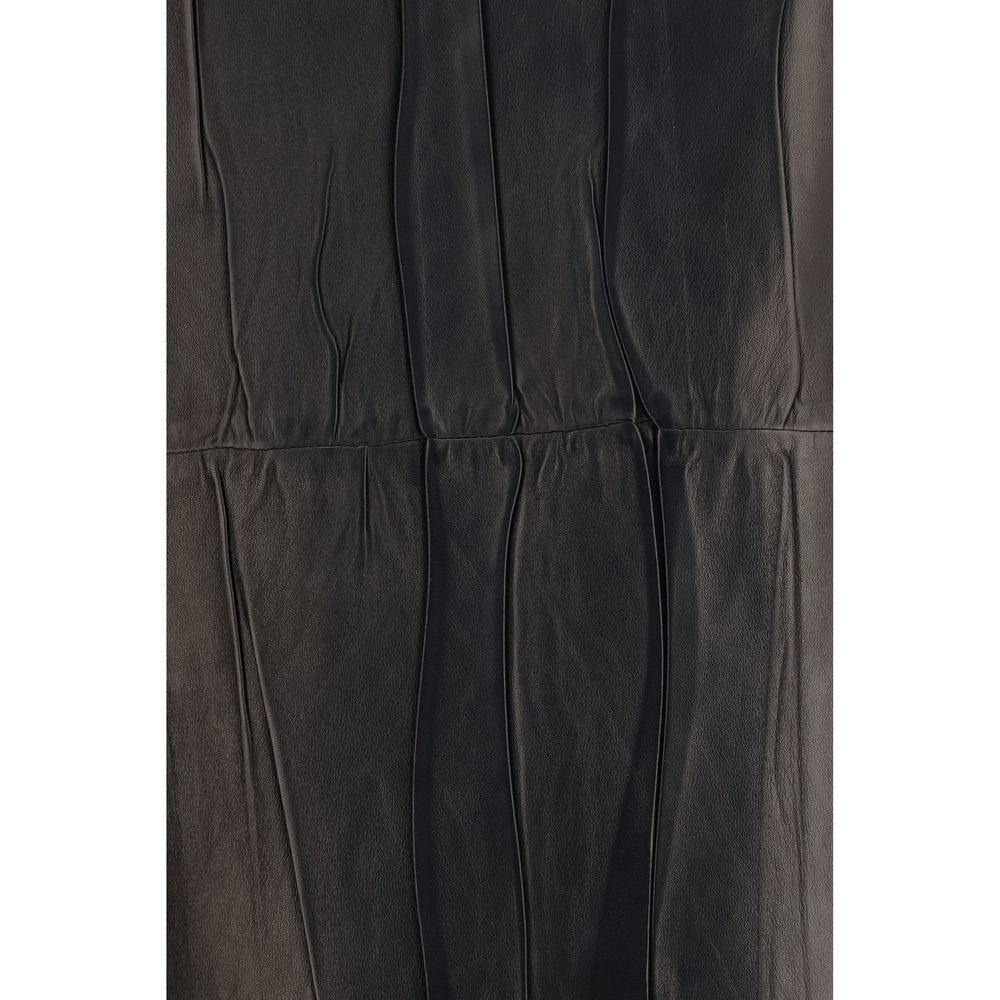Ermanno Scervino Schwarzer Lammleder Midi-Rock