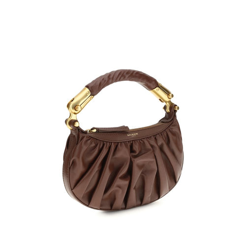 Balmain Braune Kalbsleder Bos Taurus Schultertasche