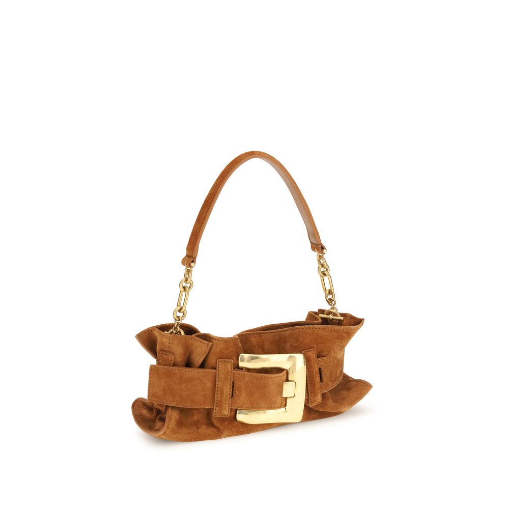 Balmain Beige Kalbsleder Bos Taurus Schultertasche