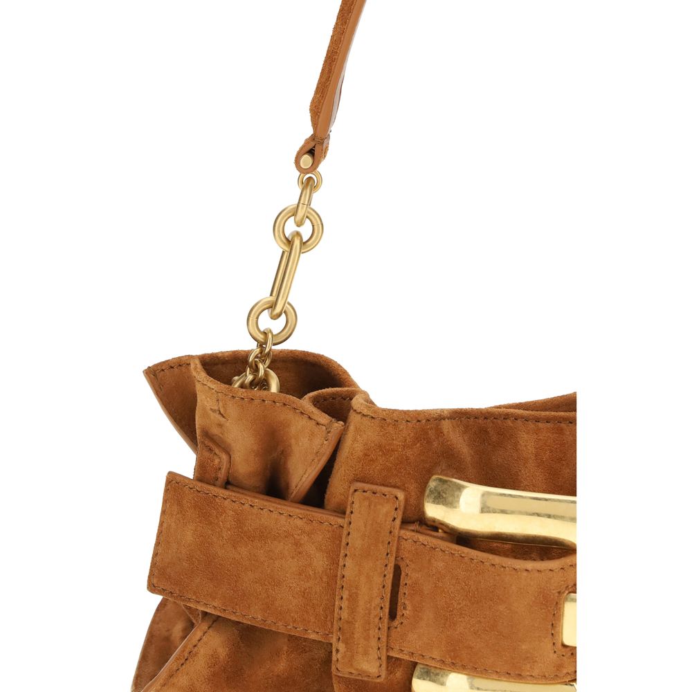 Balmain Beige Kalbsleder Bos Taurus Schultertasche