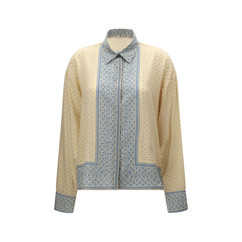 Ermanno Scervino Beiges Seidenmuster-Hemd