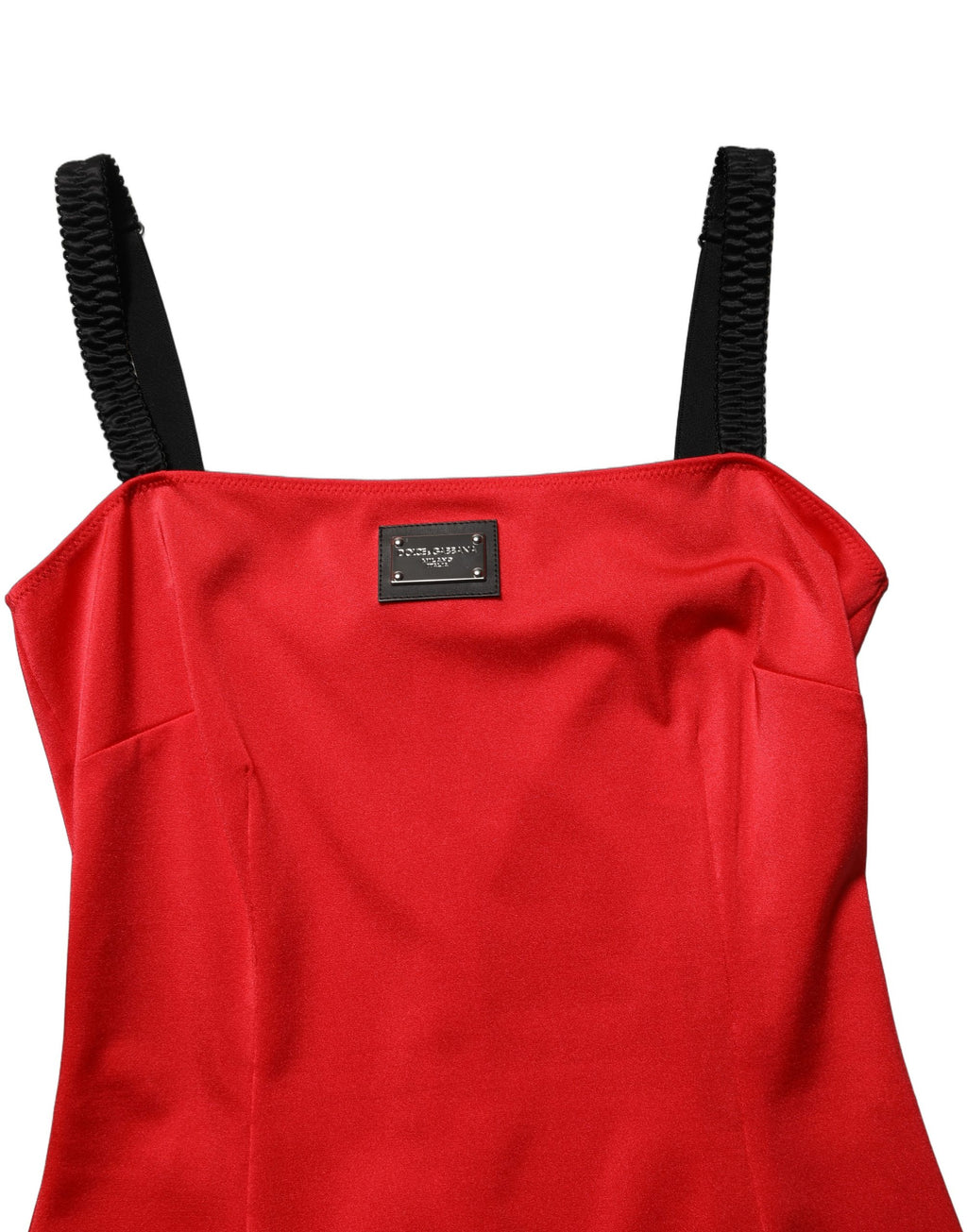 Dolce & Gabbana Rotes Mini-Kleid aus Nylon-Cady ohne Ärmel