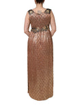 Dolce & Gabbana Braunes Metallic-Abendkleid mit Kristallen