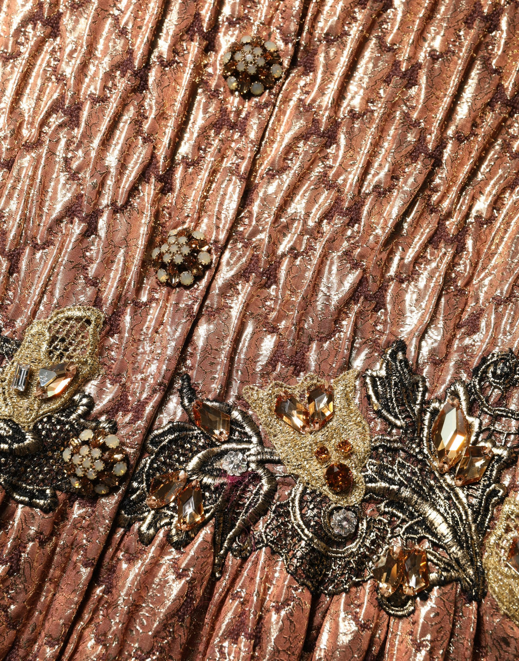 Dolce & Gabbana Braunes Metallic-Abendkleid mit Kristallen