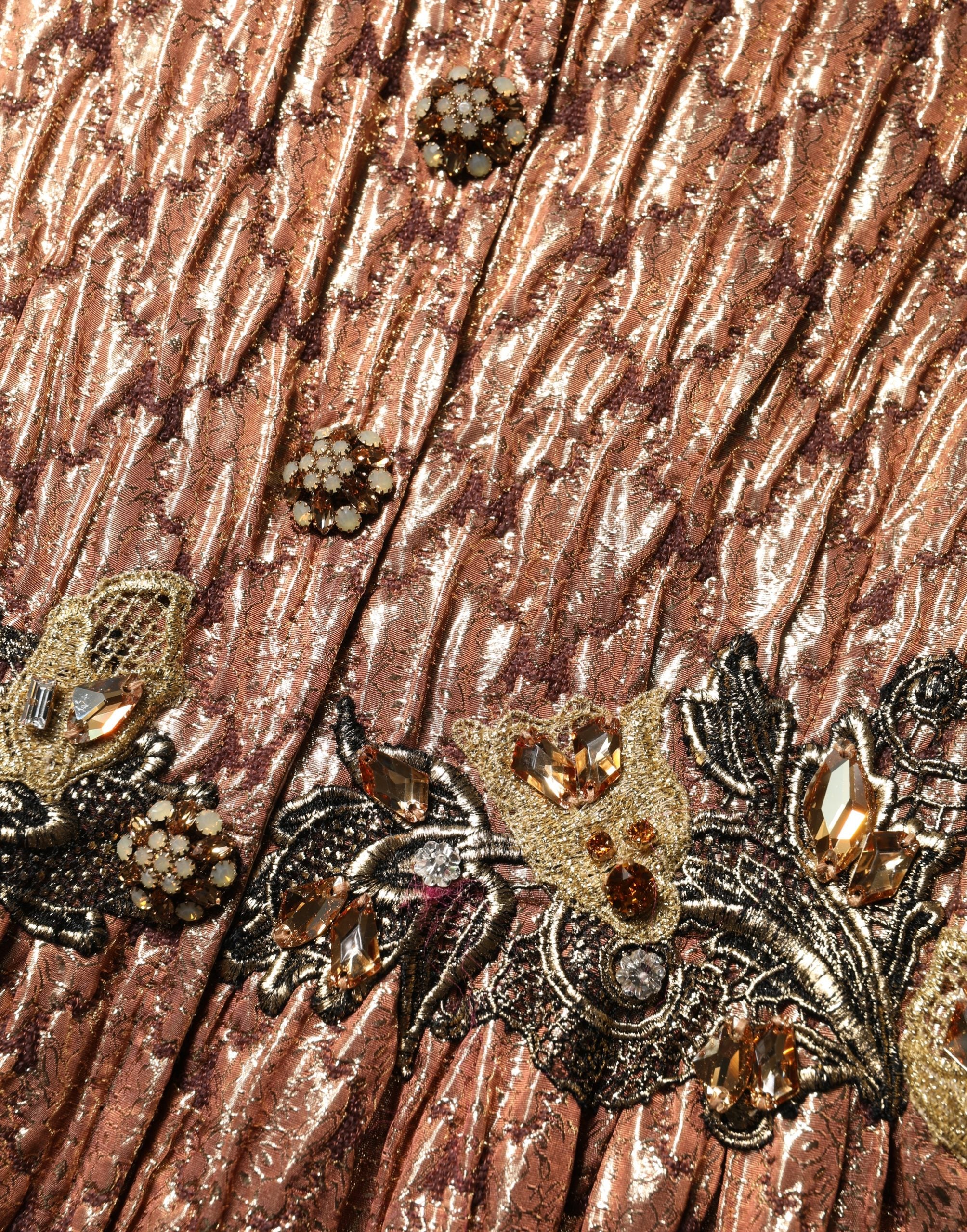 Dolce & Gabbana Braunes Metallic-Abendkleid mit Kristallen