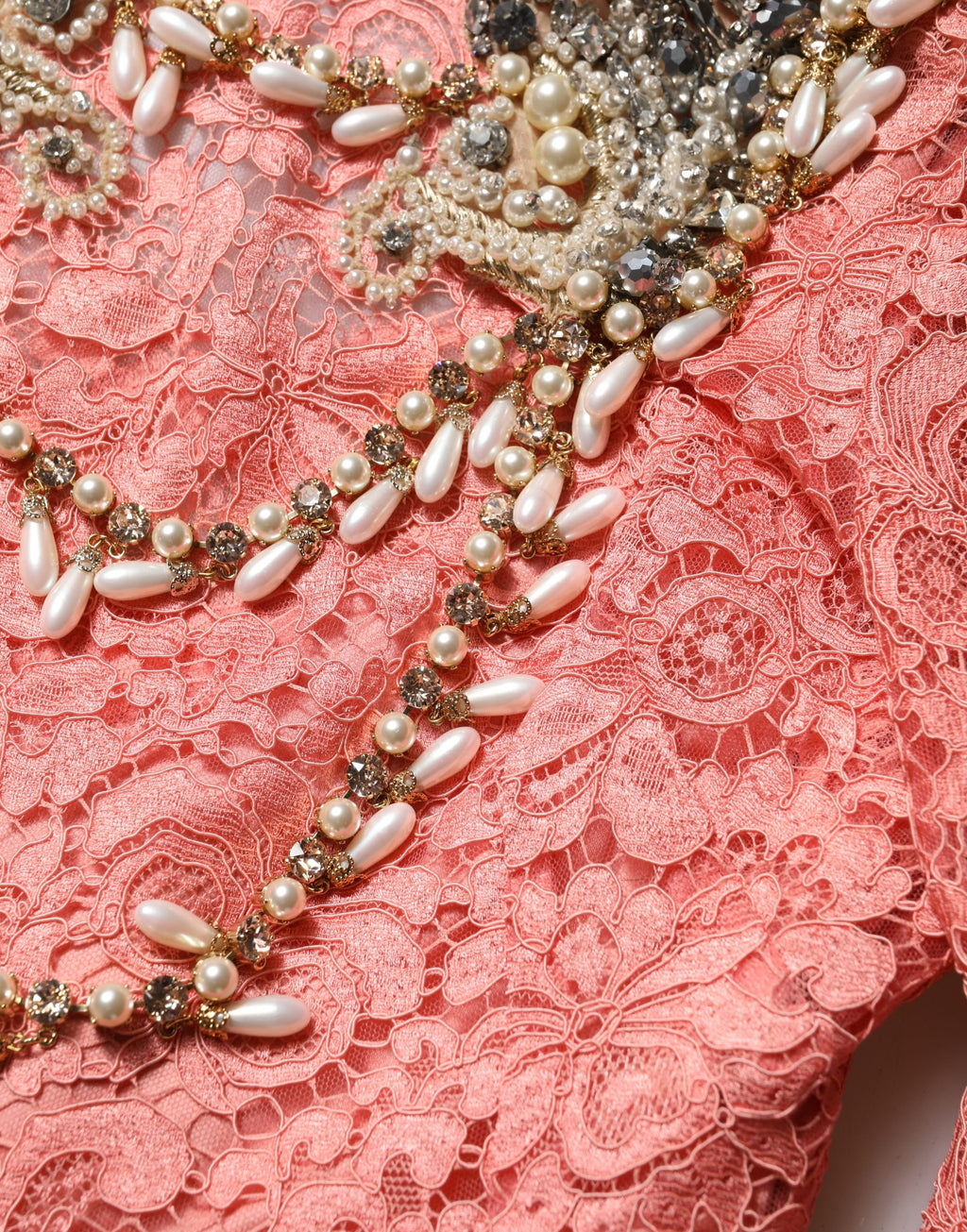 Dolce & Gabbana Pink Embellished Mermaid Lace Gown Dress