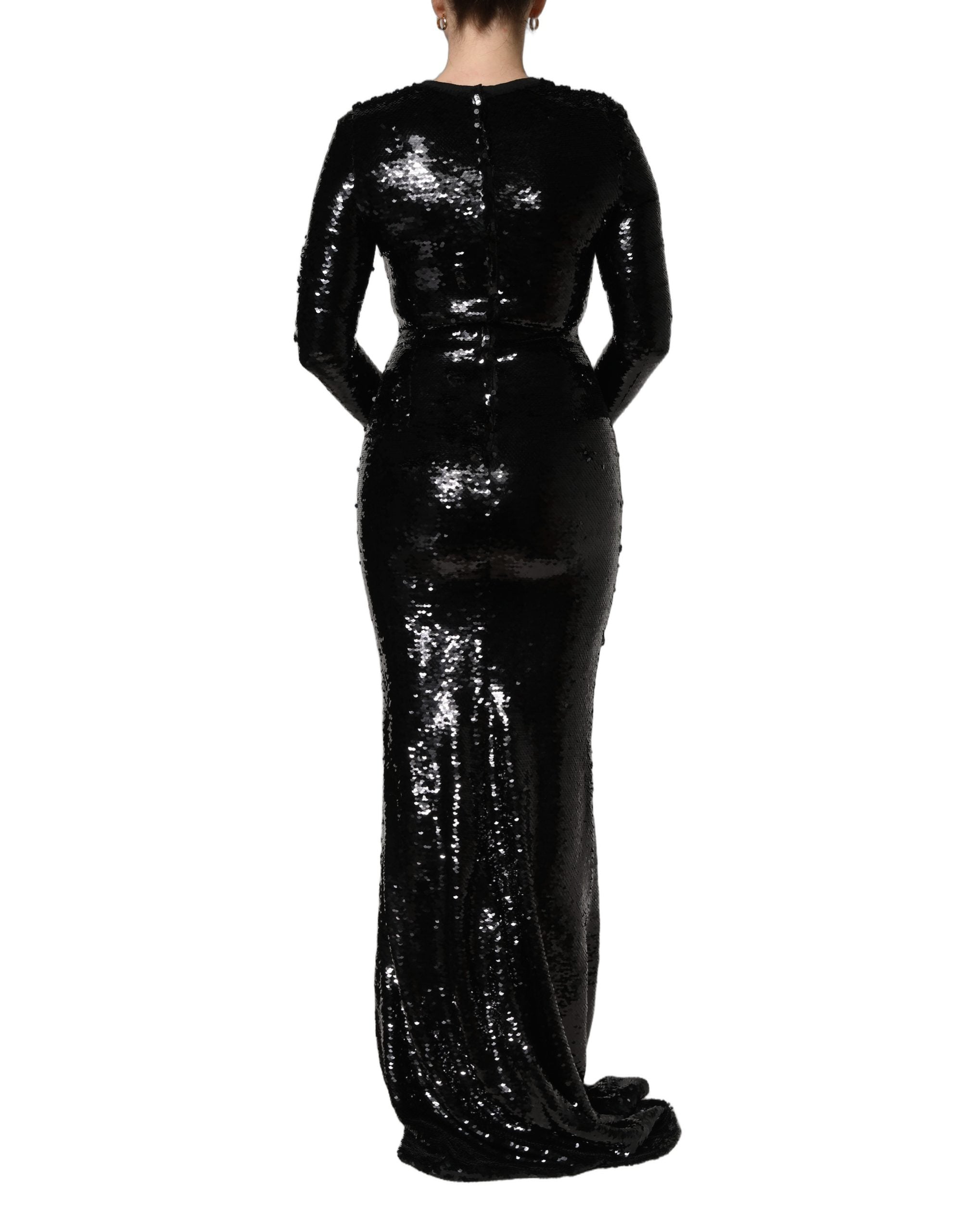 Dolce & Gabbana Schwarzes Bodycon-Abendkleid mit Pailletten im Meerjungfrauen-Stil