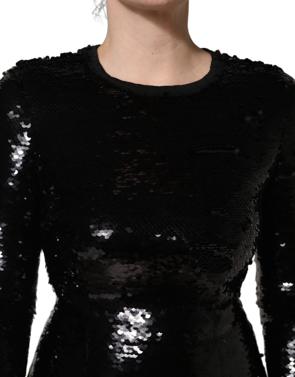 Dolce & Gabbana Schwarzes Bodycon-Abendkleid mit Pailletten im Meerjungfrauen-Stil