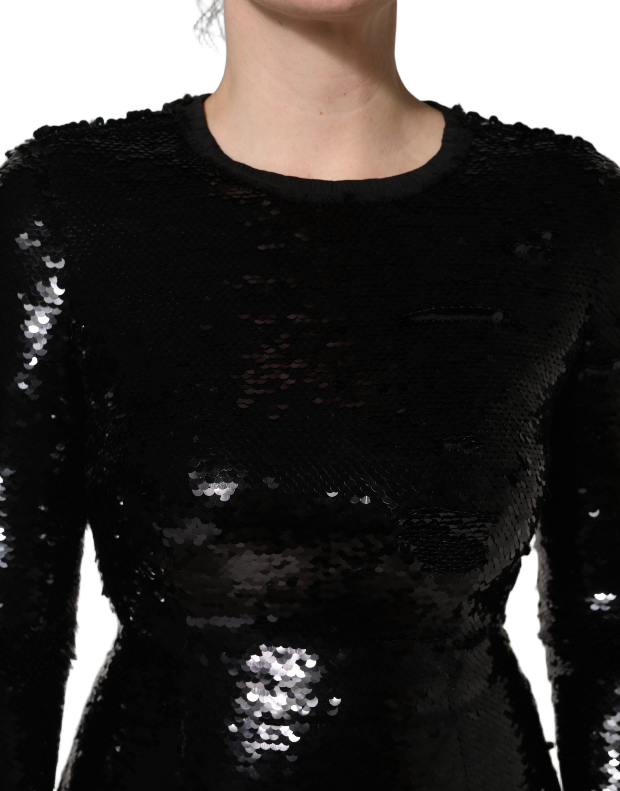 Dolce & Gabbana Schwarzes Bodycon-Abendkleid mit Pailletten im Meerjungfrauen-Stil