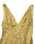 Dolce & Gabbana Goldfarbenes Pailletten-Abendkleid mit V-Ausschnitt und Meerjungfrauen-Silhouette