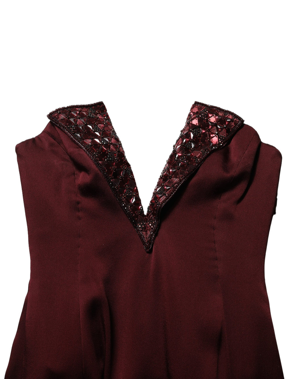 Dolce & Gabbana Abendkleid mit V-Ausschnitt und Verzierungen in Bordeauxrot