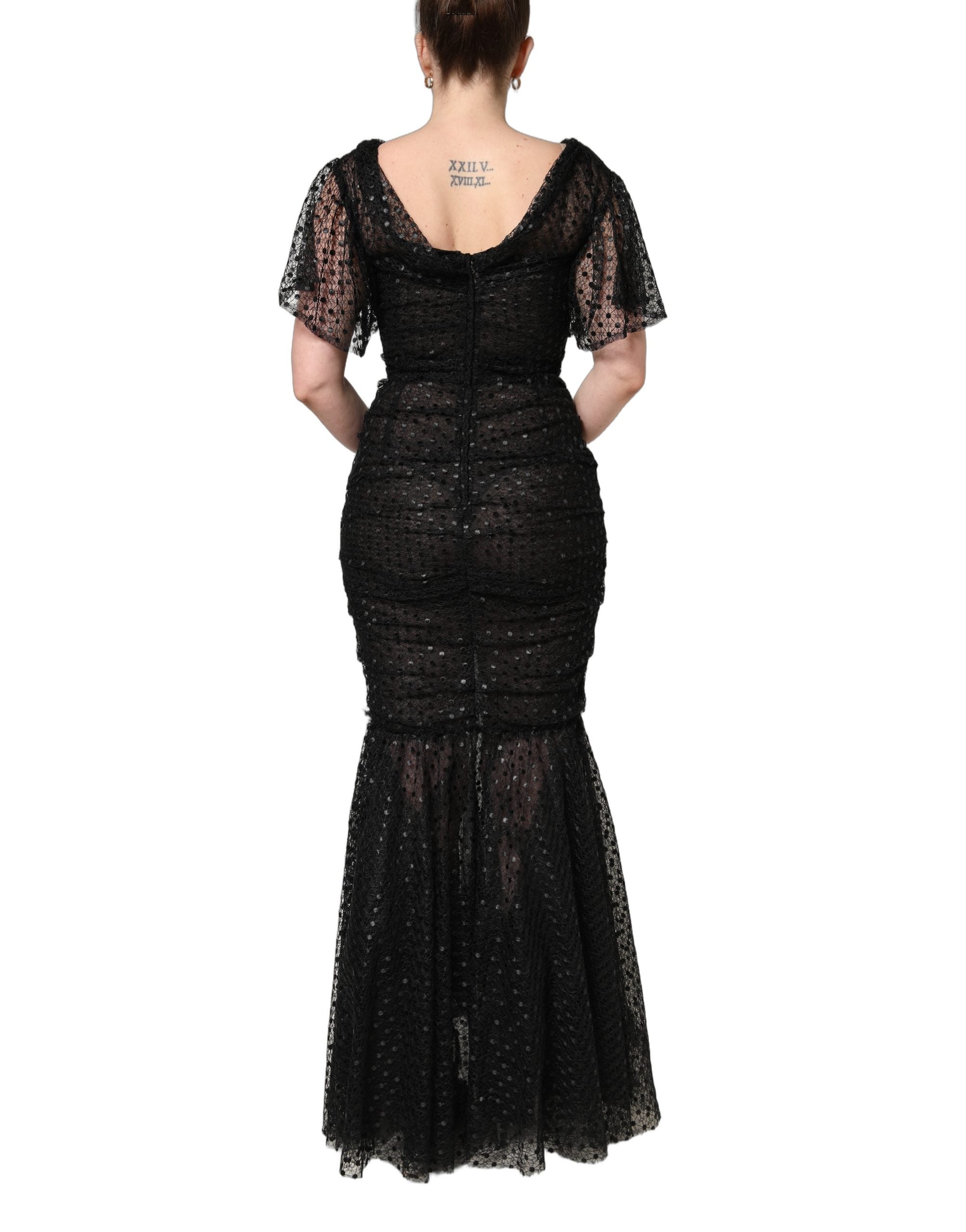 Dolce & Gabbana Abendkleid aus schwarzem Pailletten-Meerjungfrauen-Schnitt