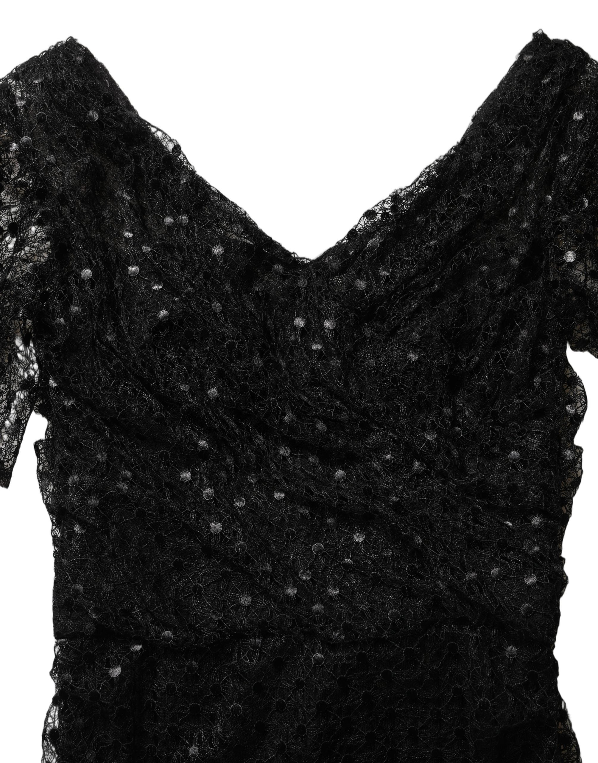 Dolce & Gabbana Abendkleid aus schwarzem Pailletten-Meerjungfrauen-Schnitt