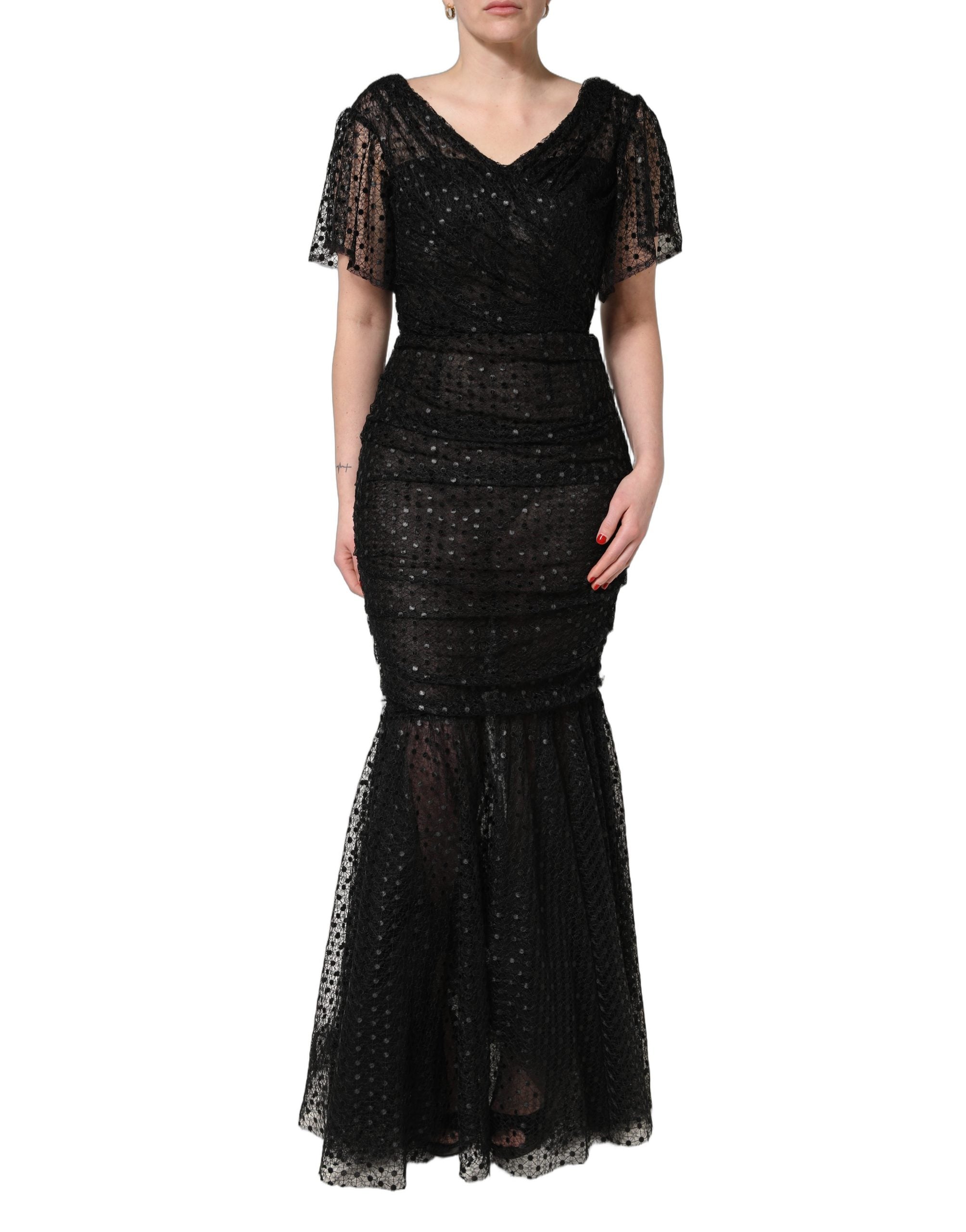 Dolce & Gabbana Abendkleid aus schwarzem Pailletten-Meerjungfrauen-Schnitt