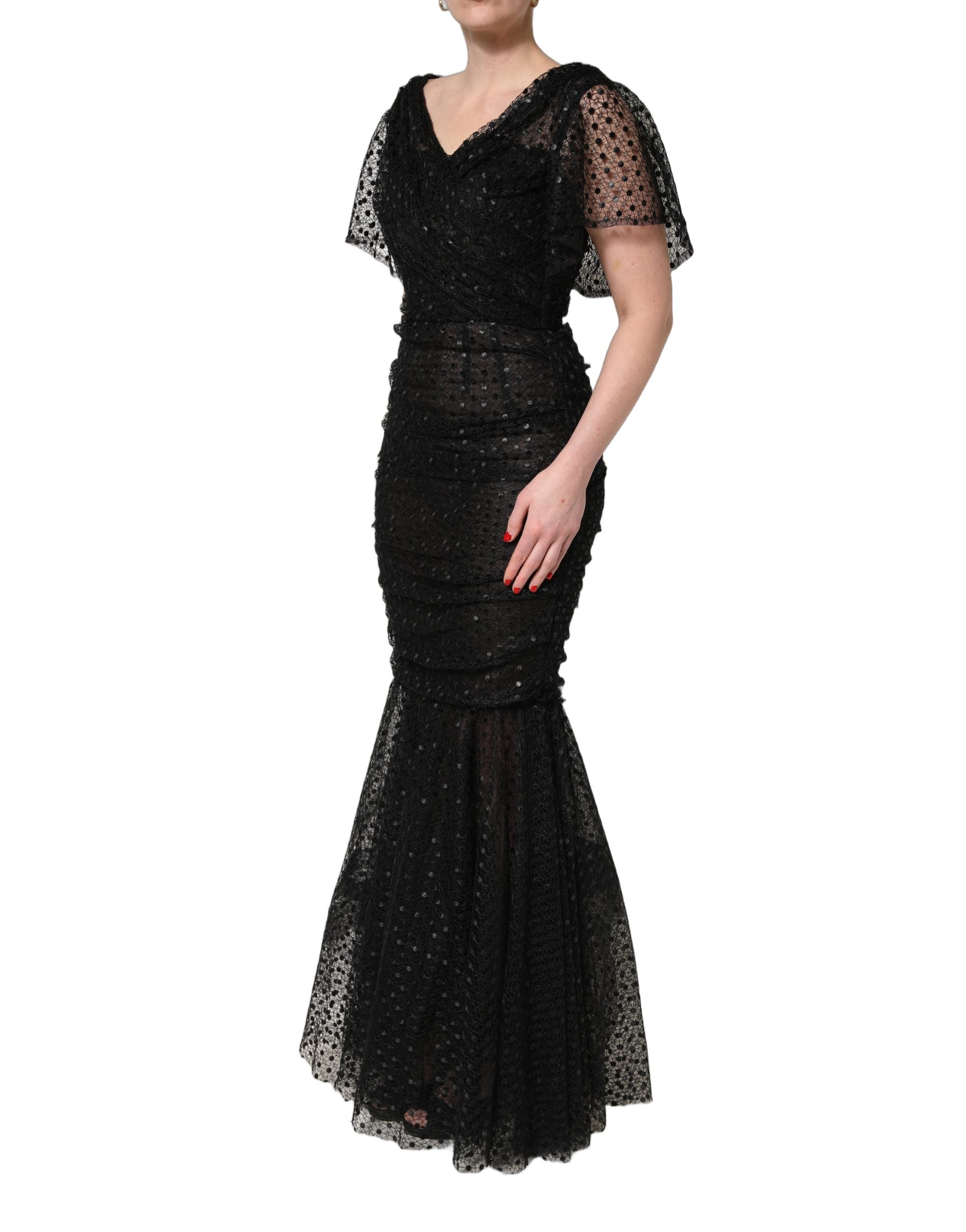 Dolce & Gabbana Abendkleid aus schwarzem Pailletten-Meerjungfrauen-Schnitt