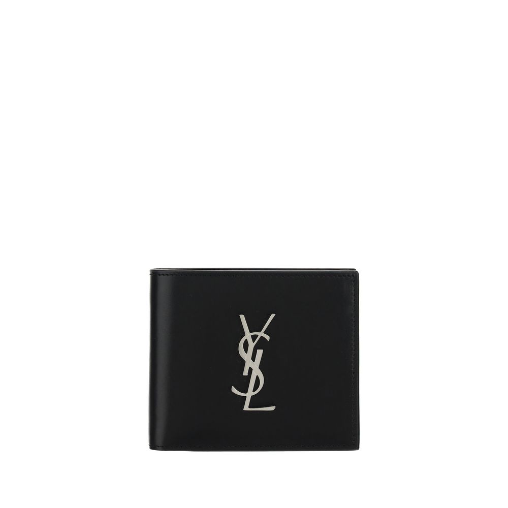 Saint Laurent Schwarzes Kalbsleder Bos Taurus Portemonnaie