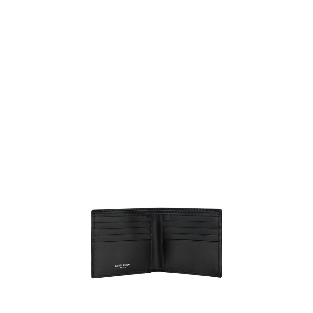 Saint Laurent Schwarzes Kalbsleder Bos Taurus Portemonnaie