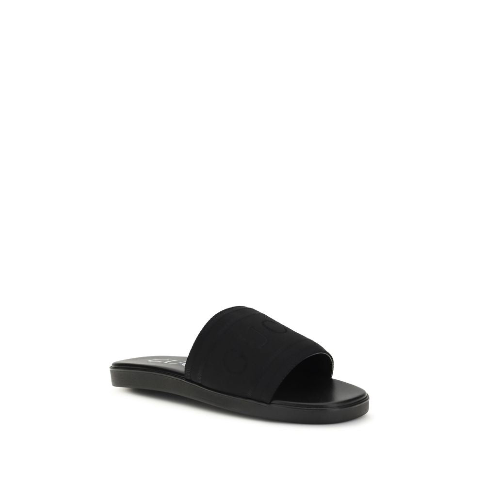 Gucci Schwarze Sandalen aus Stoff