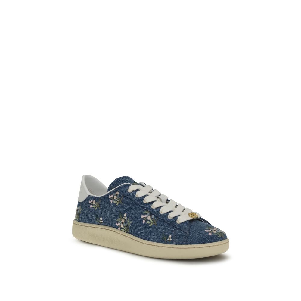 Valentino Garavani Blaue Stoff-Sneakers mit niedrigem Schaft