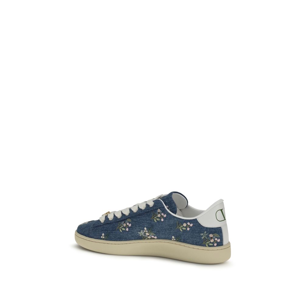 Valentino Garavani Blaue Stoff-Sneakers mit niedrigem Schaft