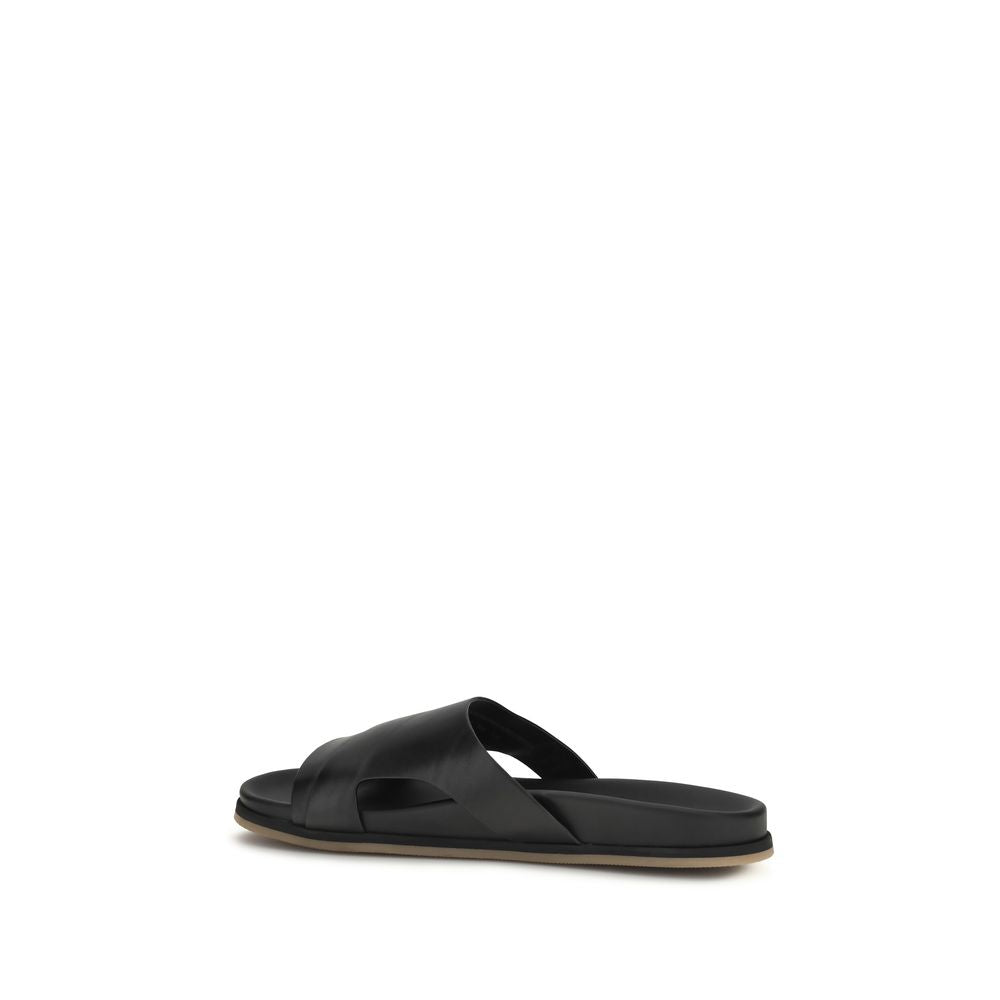 Santoni Schwarze Bos Taurus Kalbsleder-Sandalen
