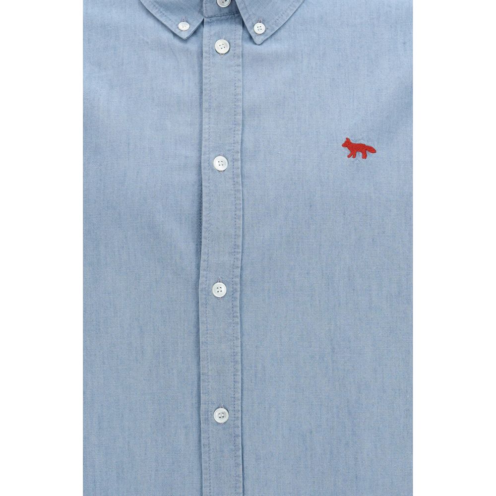 Maison Kitsuné Blaues Baumwollhemd