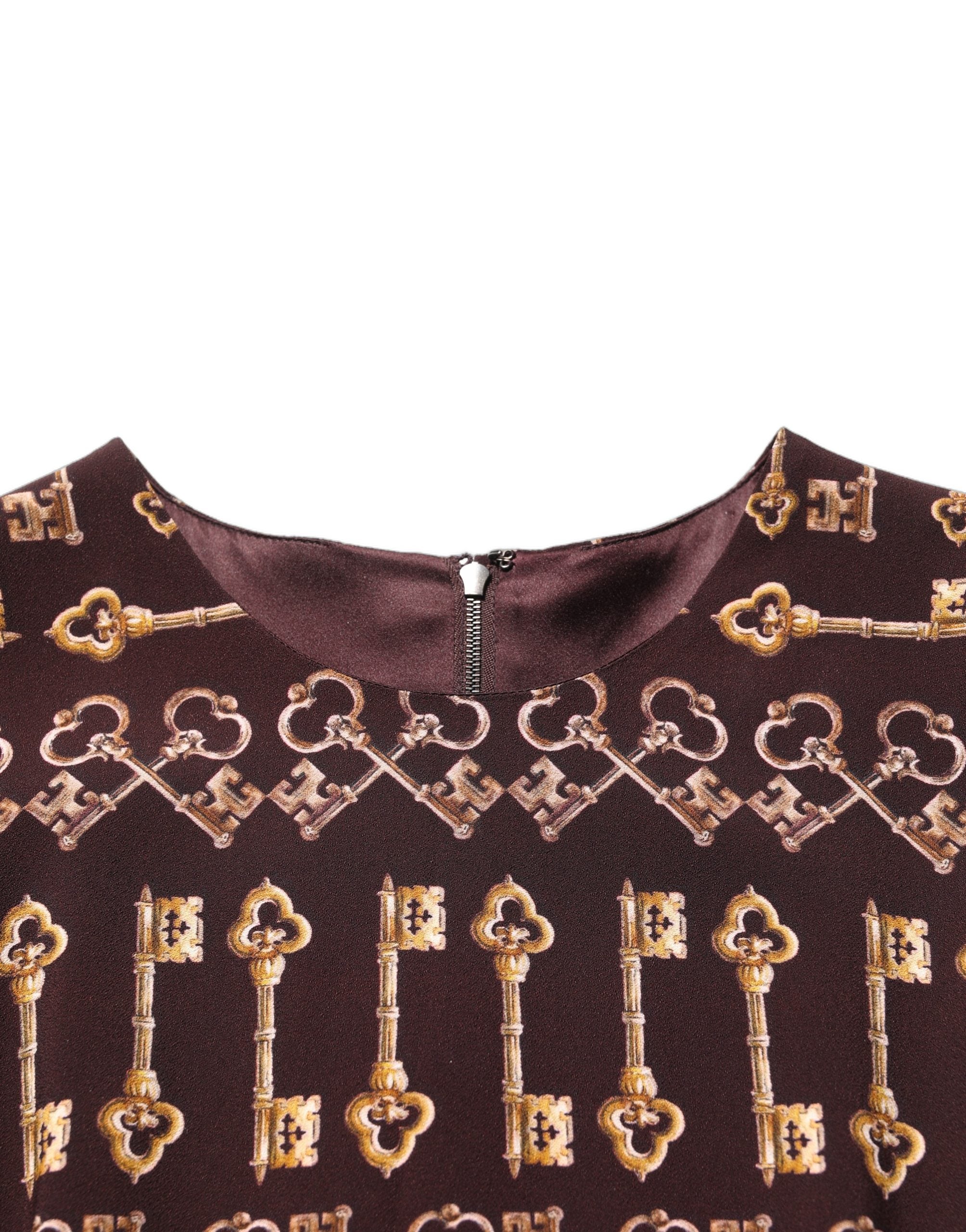 Dolce & Gabbana Braunes Etuikleid mit Schlüsseldruck, knielang