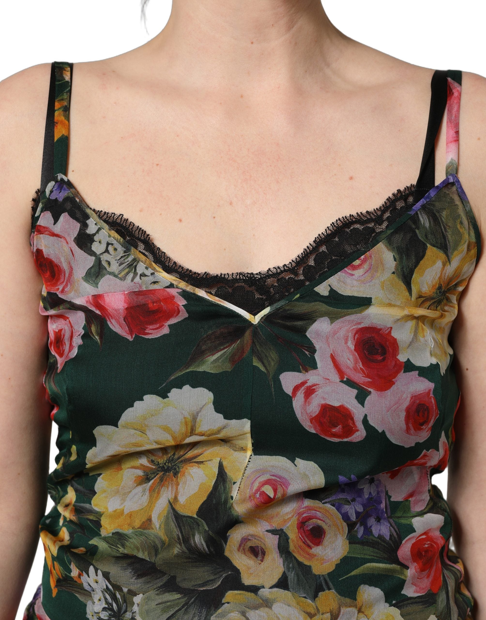 Dolce & Gabbana Ärmelloses Minikleid mit mehrfarbigem Blumenprint