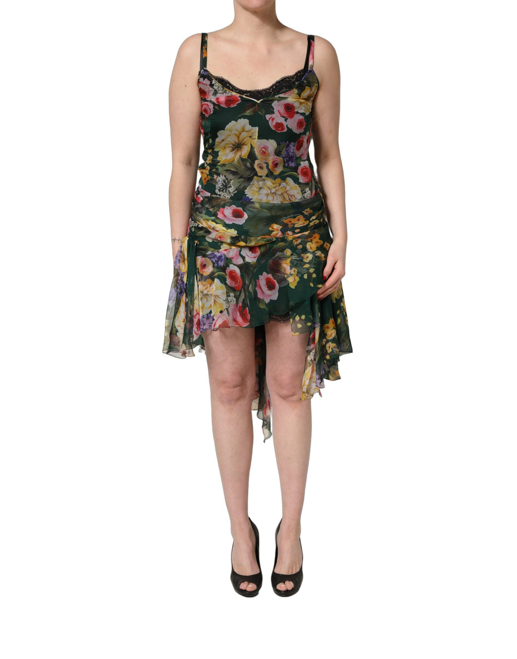 Dolce & Gabbana Ärmelloses Minikleid mit mehrfarbigem Blumenprint