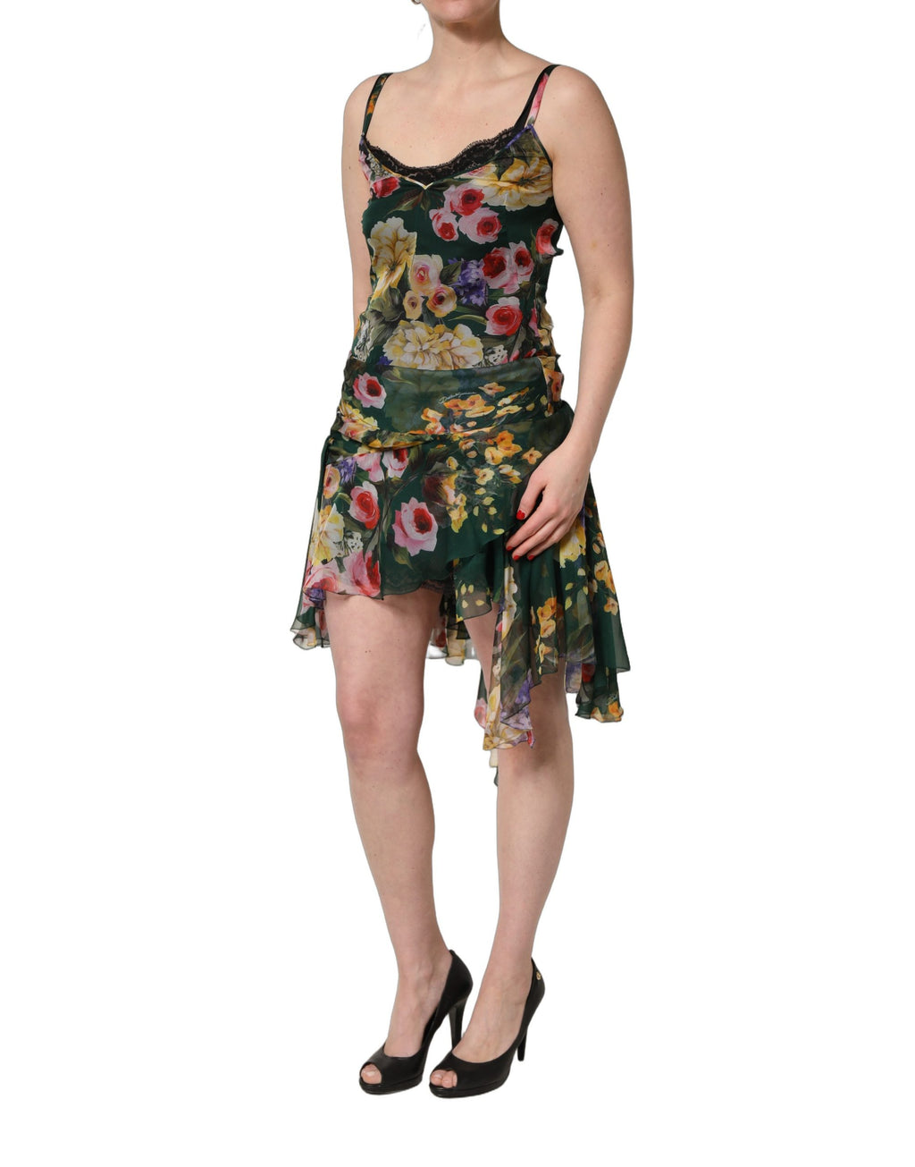 Dolce & Gabbana Ärmelloses Minikleid mit mehrfarbigem Blumenprint