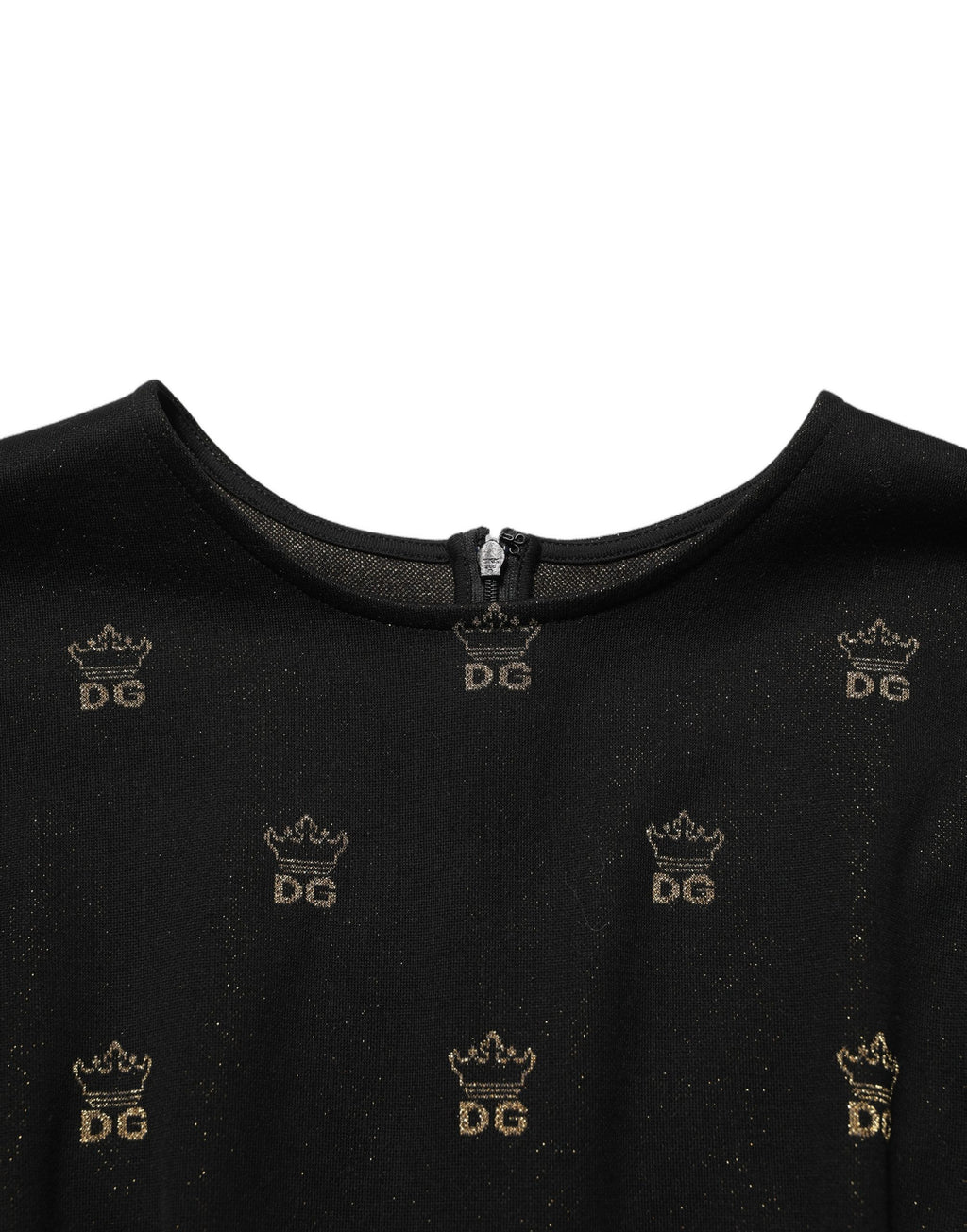 Dolce & Gabbana Schwarzes Etuikleid mit kurzen Ärmeln und DG-Krone