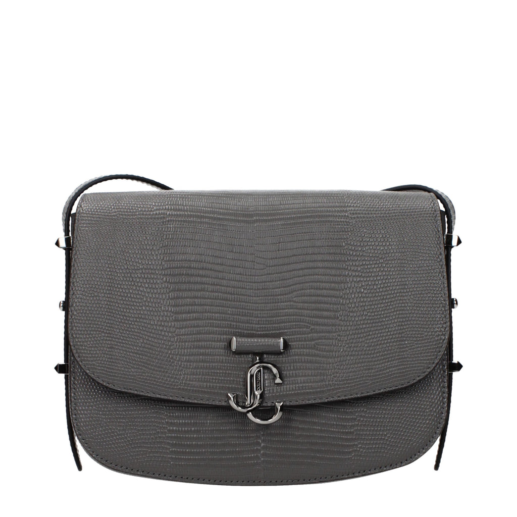 Jimmy Choo Graue Leder Umhängetasche