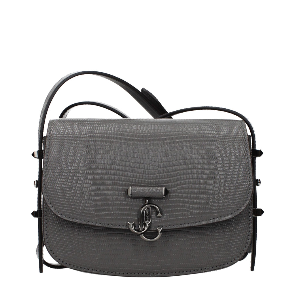 Jimmy Choo Graue Leder Schultertasche