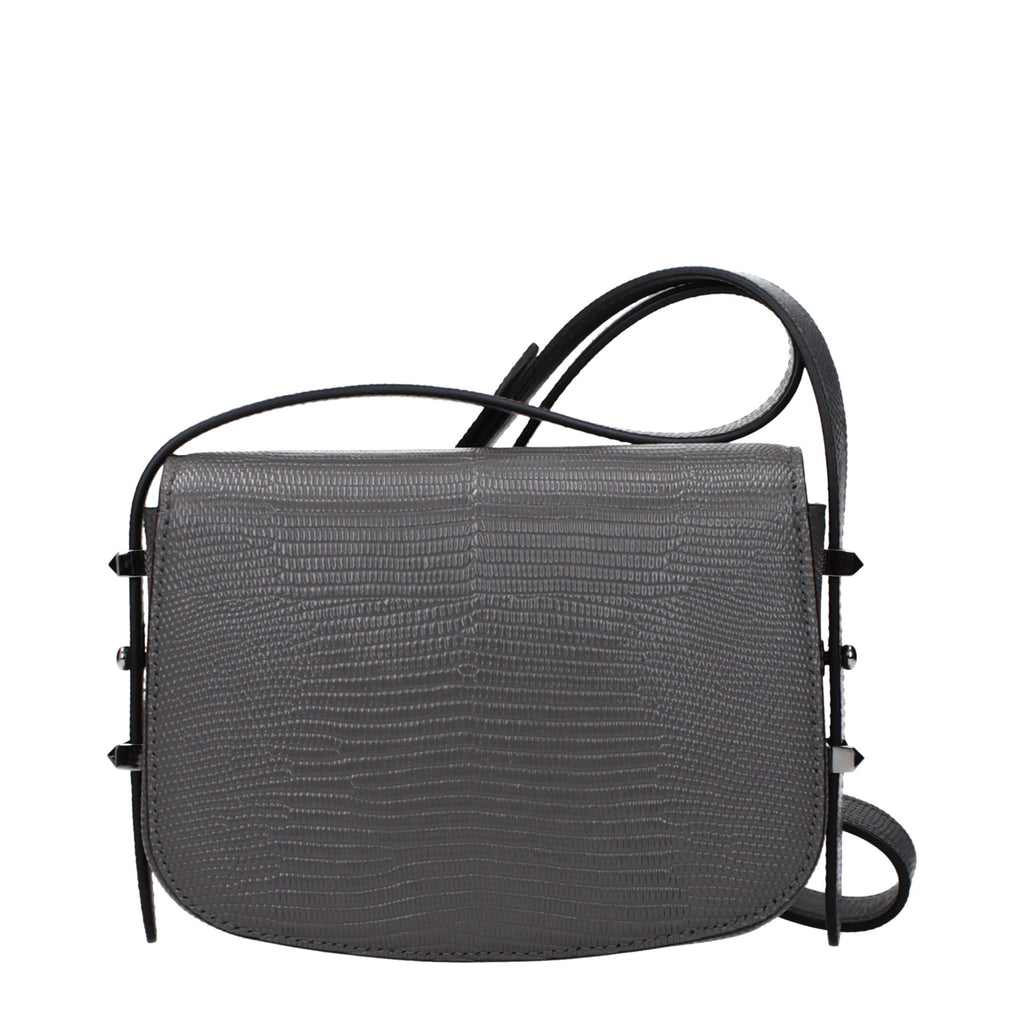 Jimmy Choo Graue Leder Schultertasche