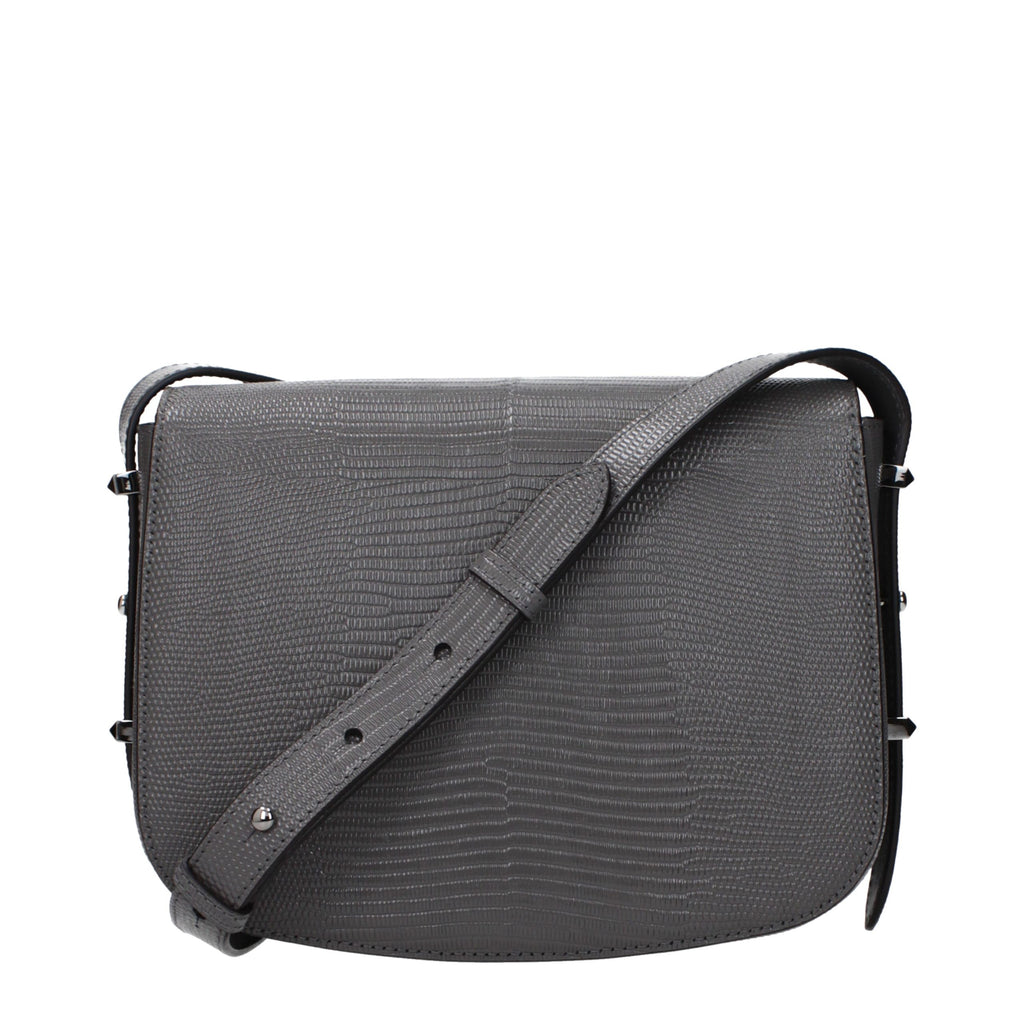 Jimmy Choo Graue Leder Umhängetasche