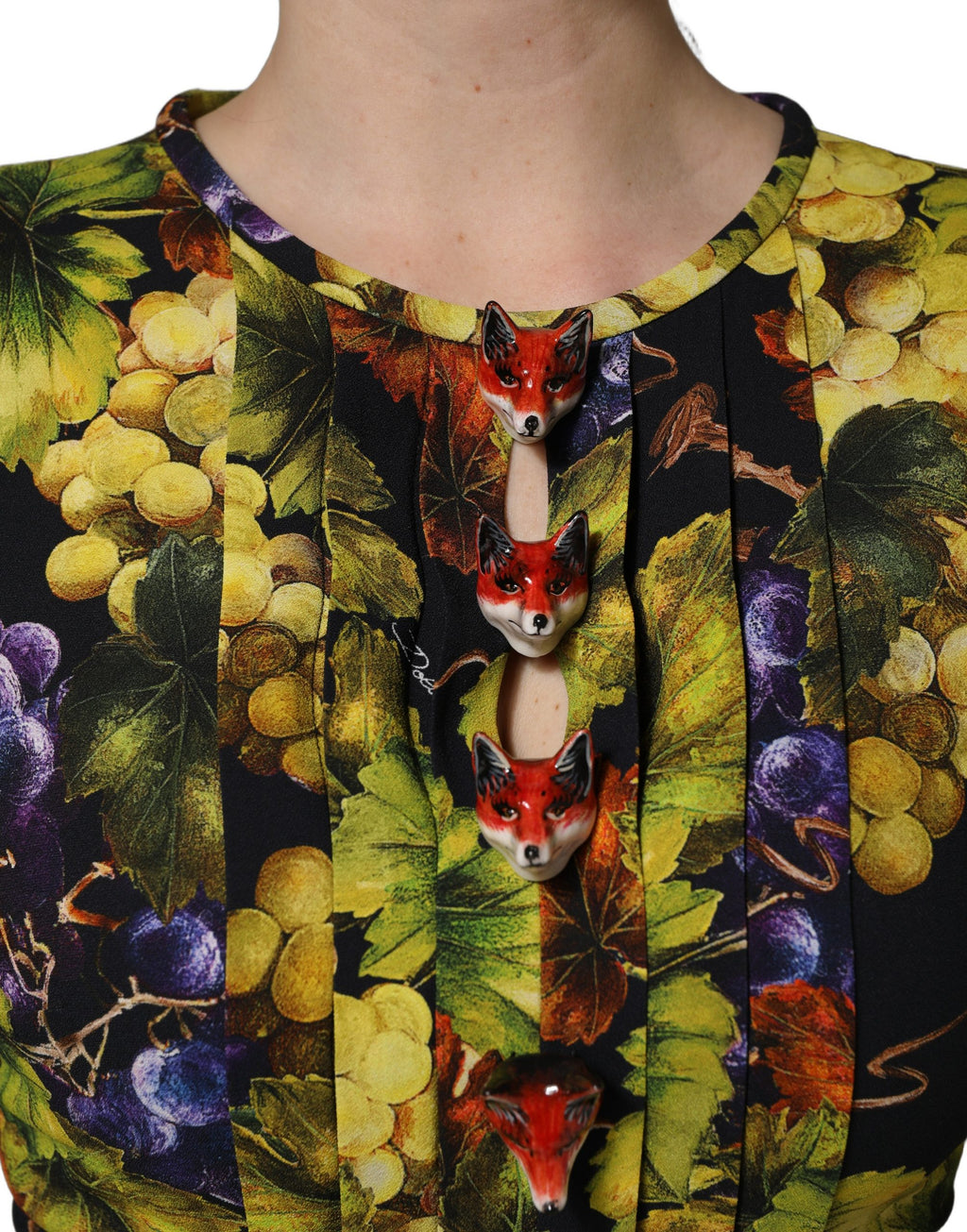 Dolce & Gabbana Langes Midikleid mit Multicolor-Traubenprint