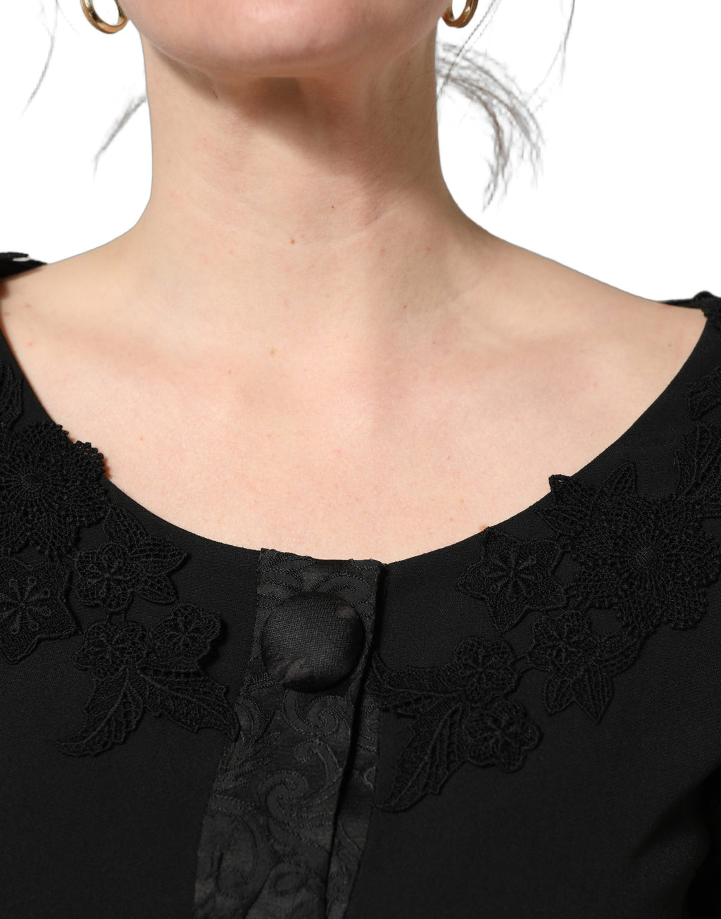 Dolce & Gabbana Schwarzer Blazer mit Knopfleiste und Spitzenbesatz