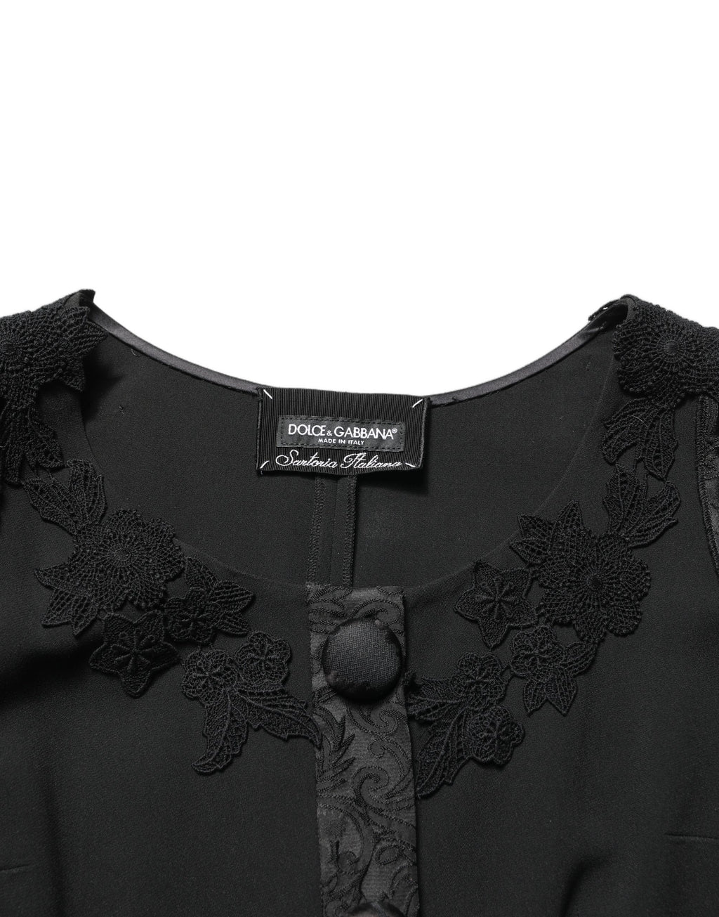 Dolce & Gabbana Schwarzer Blazer mit Knopfleiste und Spitzenbesatz