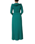 Dolce & Gabbana Grünes Rundhals-Abendkleid mit langen Ärmeln