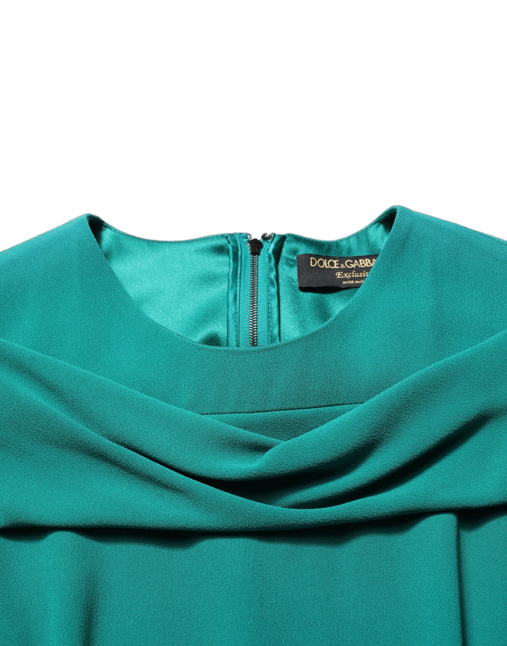 Dolce & Gabbana Grünes Rundhals-Abendkleid mit langen Ärmeln