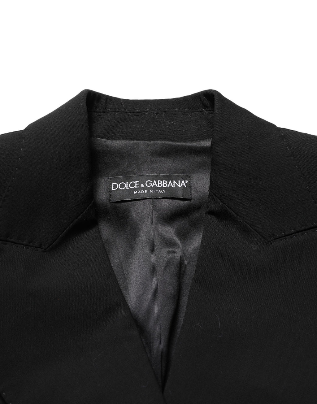 Dolce & Gabbana Schwarzer Wollblazer mit doppelreihiger Knopfleiste und Spitzenärmeln